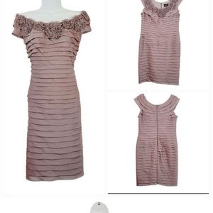 Adrianna Papell Iced Sugar Plum Ruffled Sheath Cocktail Dress Size 16